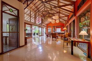 Long view of main living area from book shelf/master bedroom.