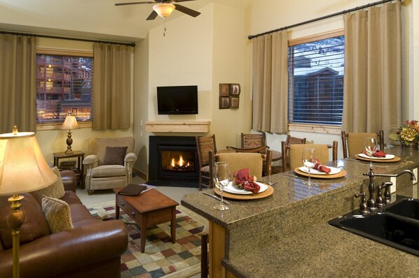 Unwind in front of the toasty fireplace