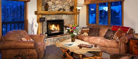 Kick up your feet and relax in the spacious living area after a day on the slopes.