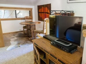 Catch a movie on the flatscreen after a busy day on the hill.
