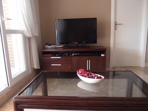 Flat screen TV with DVD player & British TV