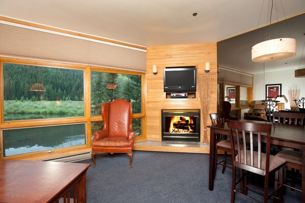 The living area is spacious and cozy