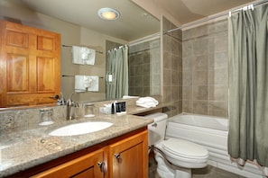 The bathroom is modern and clean.