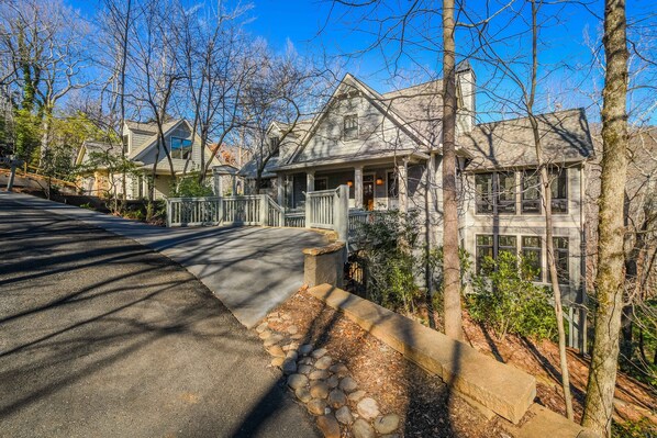 Entire front view of home, garage and breezeway to left. 