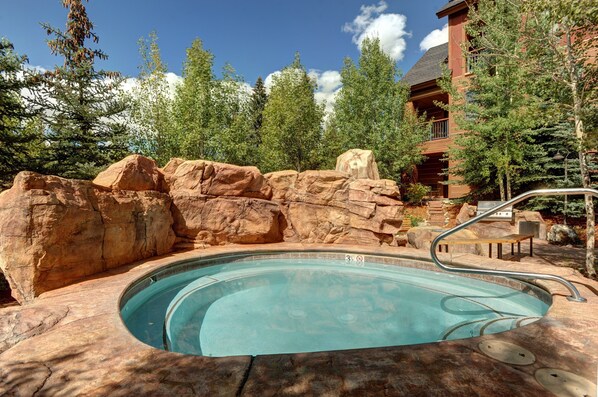 Take a dip in the outdoor hot tub.