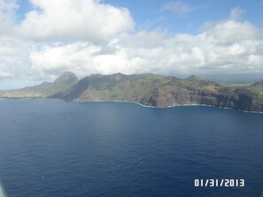 Kauai from the air before landing. 