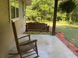 Front porch swing and rocking chair