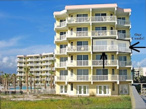 Our condo is 1 of 10 condos directly ON THE BEACH with a wrap around porch! 4th