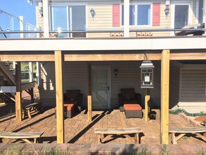 Below deck patio, coolest spot on the property