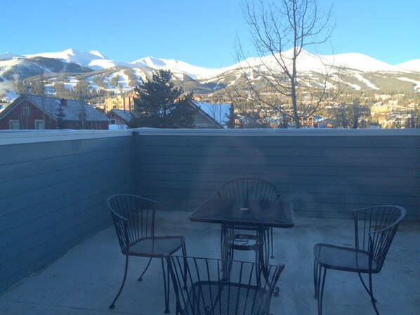 nice view of the ski hill from the  deck