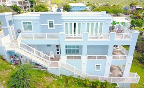 View of Island Charm-Culebra! Your Sea Turtle Studio is on the middle level.