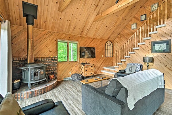 Traverse City Vacation Rental Cabin | 2BR + Loft | 1BA | 1,412 Sq Ft