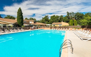 Get some sun in the outdoor pool.