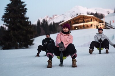 350m from the ski lifts, parking, in the village of La Clusaz