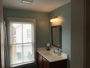 Bath room with full shower and bath tub