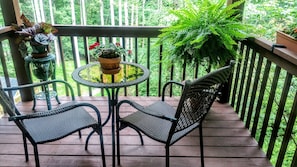 Your own private deck in serene mountain setting.