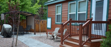 Patio - with pavilion, table with 6 chairs, BBQ and fire pit