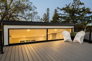 The view into the home at night on the rooftop!  It's a unique space to enjoy.  