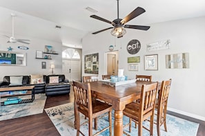 The indoor dining set seats 6
