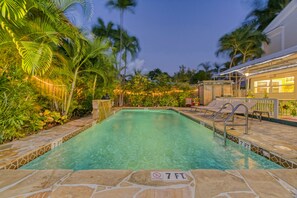 Pool deck at night