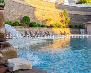The beautiful waterfall feature at the Lands' End Pool