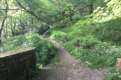 Secluded, listed stone cottage near Slaithwaite, family and pet friendly