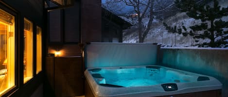 After a long day playing in the mountains it's wonderful to sit in the hot tub! 