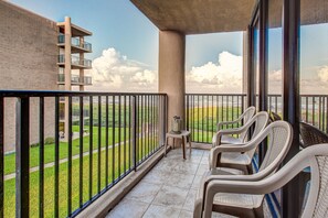 Wonderful shaded patio with cool breezes and great views are all day