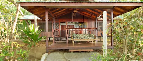 Main house, with outdoor shower and a pathway directly to the beach.