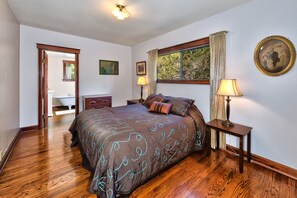 Master bedroom and adjoining bathroom