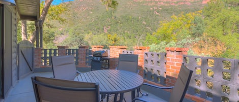 private patio with mountain view