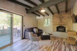 Living room with electric fireplace