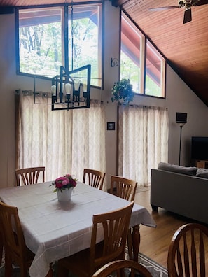 The dining room into the family room