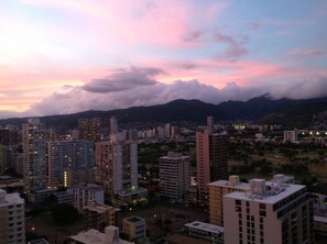 Sunset mountain view from lanai