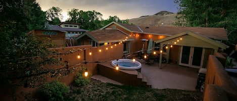 Private courtyard with hot tub. 