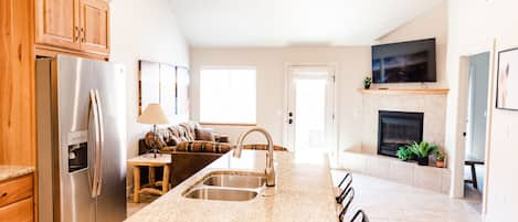 Kitchen Island and Living Room 