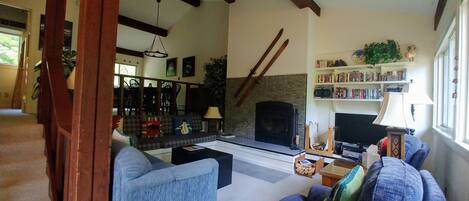 Living Room with wood burning fireplace