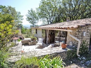 Wood, Rock, Rural Area, Cottage, Stone Wall, Garden, Backyard, Flagstone, Shade