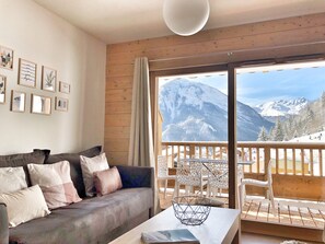 Living room with mountain view