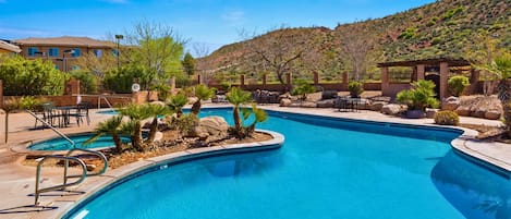 Large Pool and Hot Tub with Scenic Desert Views.