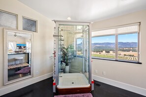 Beautiful Shower with a magic vineyard view.