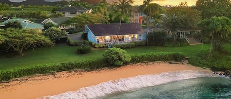 AERIAL SHOT OF HALE KAI WITH SUNSET IN THE BACKGROUND