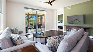 Pili Mai Resort at Poipu #02C - Living Room & Lanai Vview - Parrish Kauai