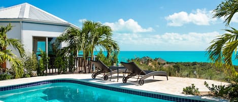 Swimming pool and sun deck.