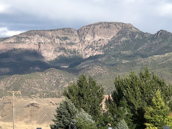 This is the view from the front porch of the cottage.  Cove View Mountain 