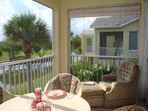 Screened lanai with ceramic tile