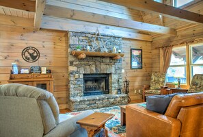 Living Area w/ Wood Burning Fireplace