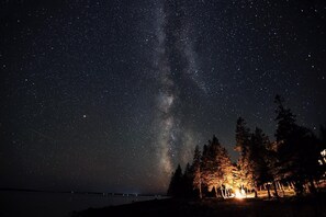 The Milky Way with the fire pit on Duck Cove courtesy of renter Glen Weinrich