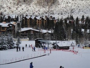 View of condo building from the Golden Peak lift