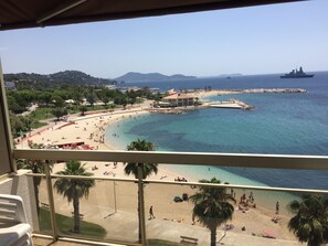 Large balcony overlooking beaches and historic Fort St Louis built by Napoleon